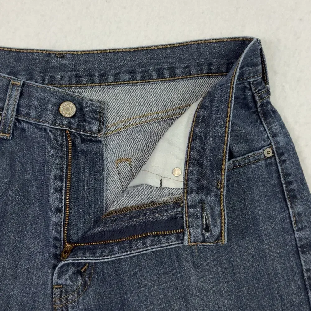 Levis 505 Jeans Mens 34x32 Blue Regular Fit Medium Wash Denim Stretch